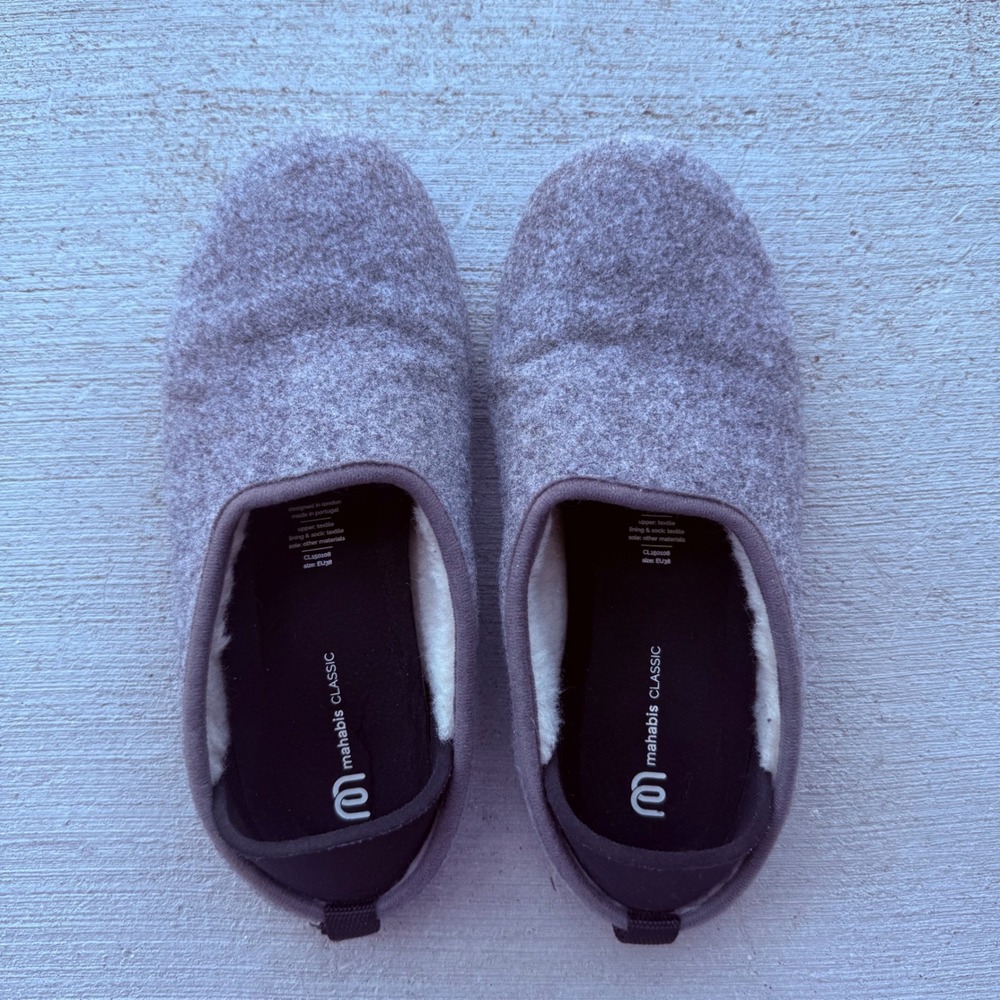 Mahabis Classic Wool Felt Indoor Outdoor Slippers Gray EU38 US 7.5